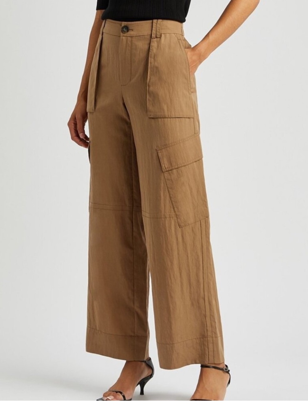 Vince Mid-Rise Fluid Cargo Trouser In Nile Women's Size 0 Wide Leg Pant